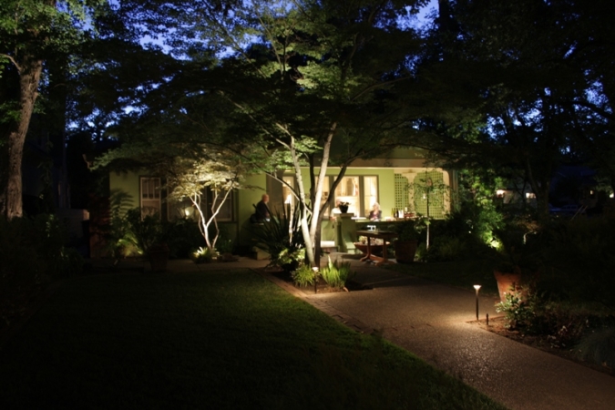 Residential Front Entry Path Lighting with Tree Features
